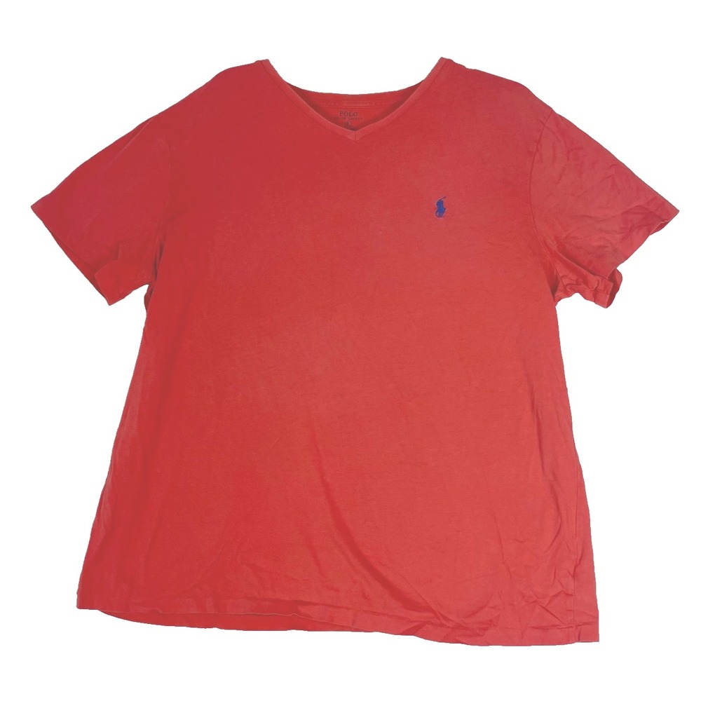 Polo Ralph Lauren Men's V-Neck Short Sleeve Orange‎ T-Shirt Size XL